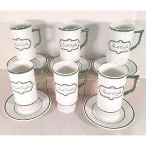11pc Vintage Knobler IRISH COFFEE 6oz Cup & Saucer Set Porcelain Japan